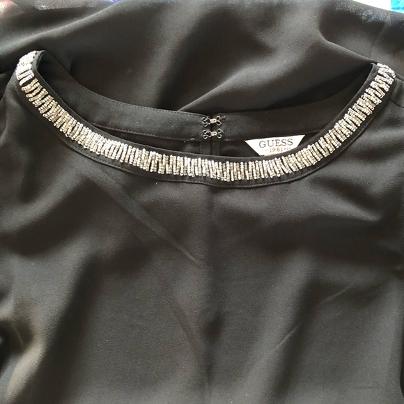 Guess Sheer Top with Beaded Neck - Picture 5 of 8